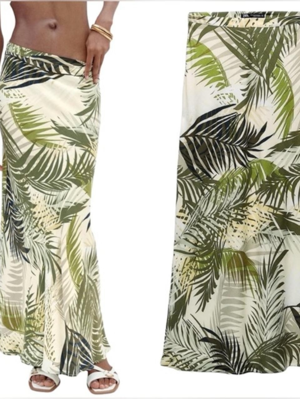Zara Tropical Palm Print Maxi Skirt | Resort Vacation